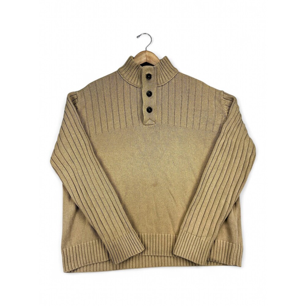 Eddie Bauer XXL Big & Tall Ribbed Button Mock Turtleneck Sweater